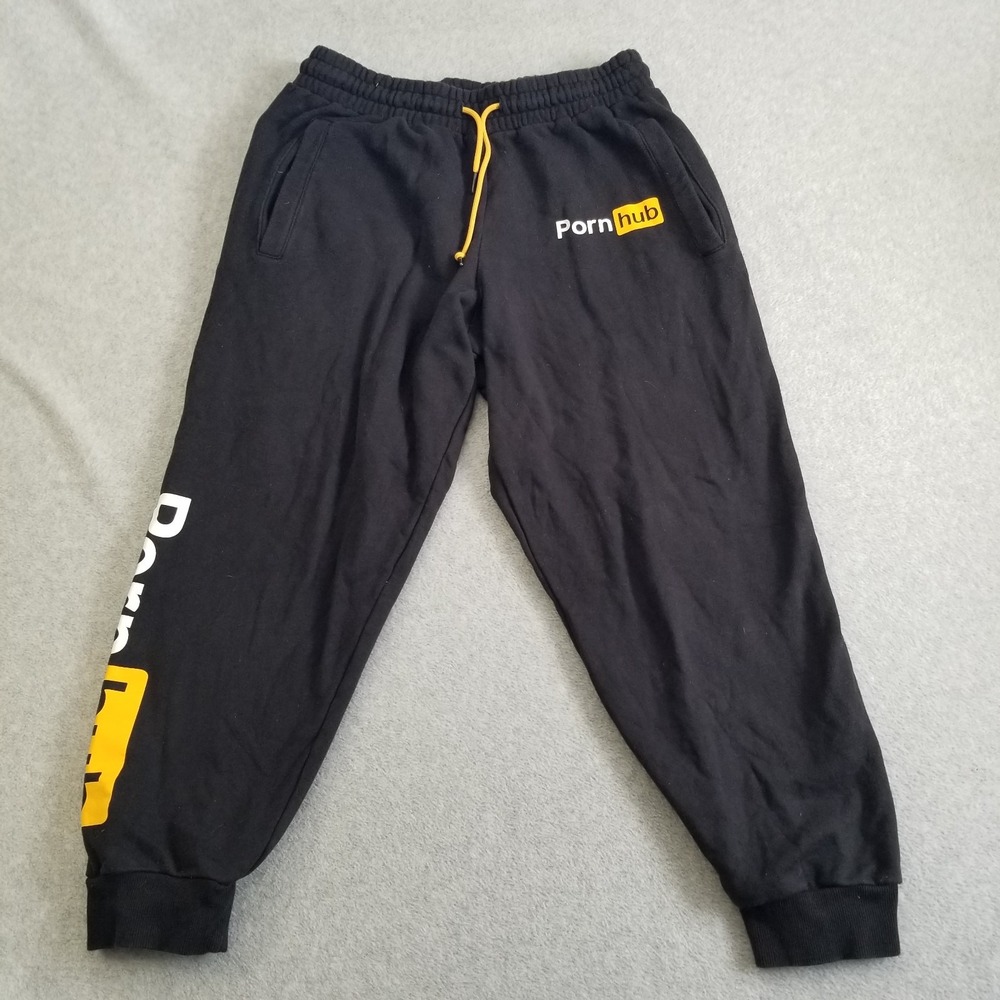 Pornhub Sweatpants Womens Large Black Casual Lounge Soft Fleece Jogger